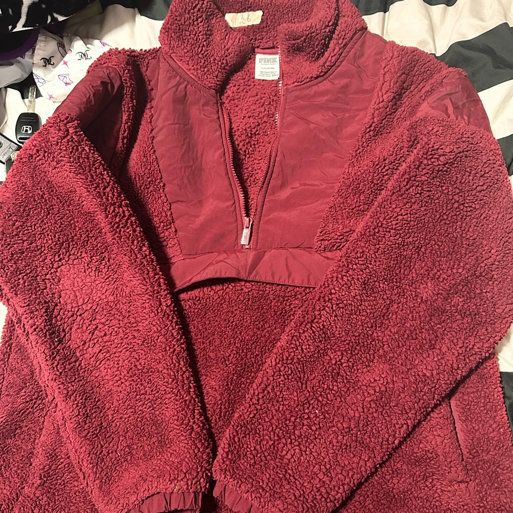 PINK Victoria's Secret Rich Red Fleece Jacket